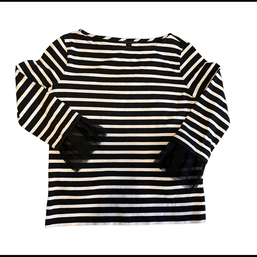 J. Crew Black & White Shirt with tulle cuffs